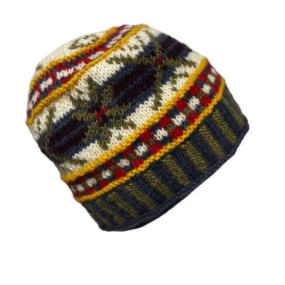Fleece lined knit beanie cap hat 100% wool made in Nepal multi color unisex - Picture 4 of 9